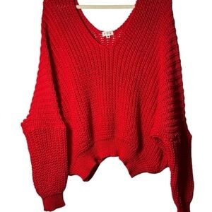 POL Red women’s V-Neck Sweater
